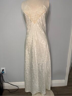 Vintage 90s Ivory Lace Slip Dress
